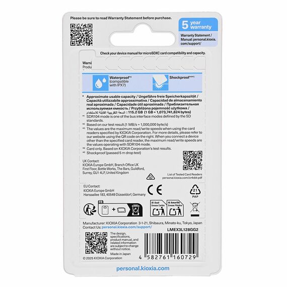 Kioxia EXCERIA G3 128 GB MicroSDXC UHS-I Class 10 - Memory Cards - Smartphones - Techbox
