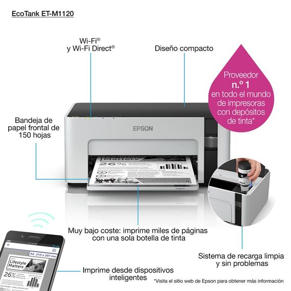 Epson EcoTank M1120 inkjet printer 1440 x 720 DPI A4 Wi-Fi | Techbox