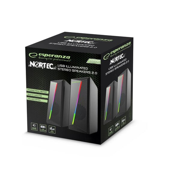 Esperanza EGS106 Speakers 2.0 LED Black 6W - Speakers - Speakers & Headphones - Techbox