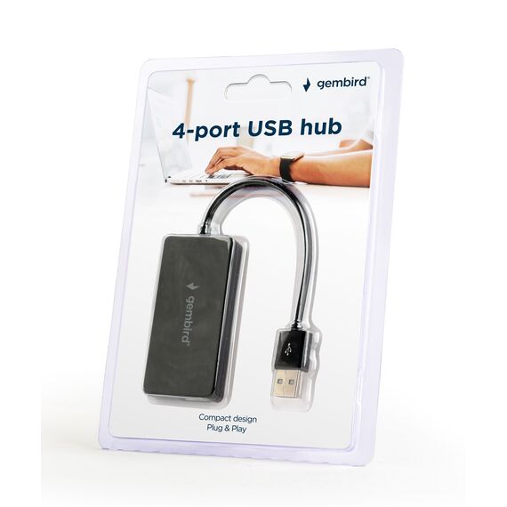 Gembird UHB-U2P4-04 interface hub USB 2.0 480 Mbit/s Black | Techbox