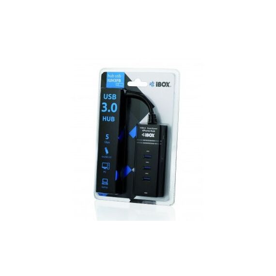 iBox IUH3FB interface hub 5000 Mbit/s Black - USB Hubs & Card Readers - Peripherals - Techbox