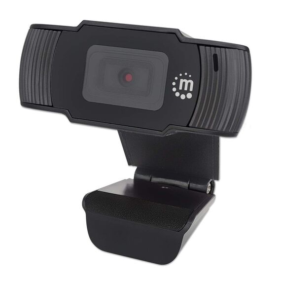 Manhattan USB Webcam, Two Megapixels (Clearance Pricing), 1080p Full HD, USB-A, Integrated Microphone, Adjustable Clip Base, 30 frame per second, Black, Three Year Warranty, Box | Techbox