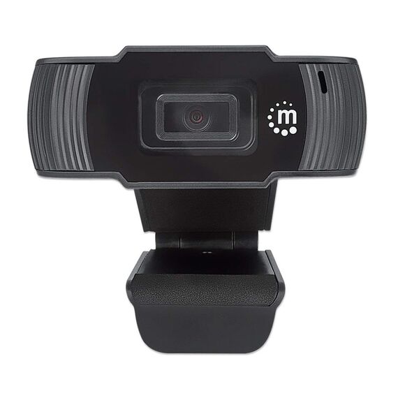 Manhattan USB Webcam, Two Megapixels (Clearance Pricing), 1080p Full HD, USB-A, Integrated Microphone, Adjustable Clip Base, 30 frame per second, Black, Three Year Warranty, Box | Techbox