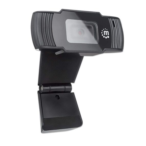 Manhattan USB Webcam, Two Megapixels (Clearance Pricing), 1080p Full HD, USB-A, Integrated Microphone, Adjustable Clip Base, 30 frame per second, Black, Three Year Warranty, Box | Techbox