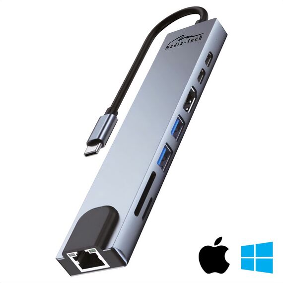 MEDIA-TECH USB HUB 8 IN 1 GIGA LAN HUB MT5046 | Techbox
