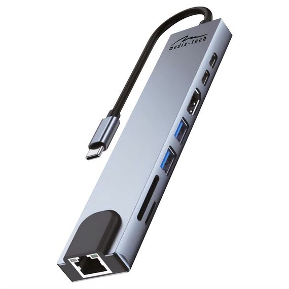MEDIA-TECH USB HUB 8 IN 1 GIGA LAN HUB MT5046 | Techbox