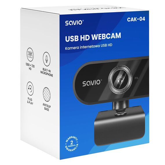 Savio CAK-04 webcam 720 MP 1280 x 720 pixels USB Black | Techbox