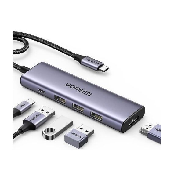 Ugreen 15596 laptop dock/port replicator Wired USB 3.2 Gen 1 (3.1 Gen 1) Type-A + Type-C Aluminium - USB Hubs & Card Readers - Peripherals - Techbox