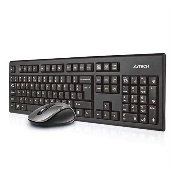 A4Tech 7100N desktop keyboard Mouse included RF Wireless QWERTY English Black - Desktop SET - Keyboards & Mice - Techbox