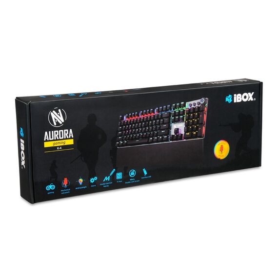 iBox Aurora K-4 keyboard USB QWERTY Black - Keyboards - Keyboards & Mice - Techbox