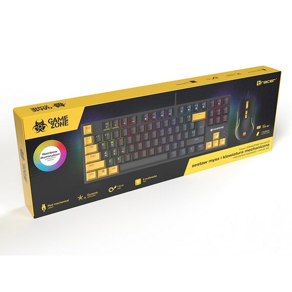 Tracer HORNET 87 keyboard Mouse included Gaming USB QWERTY English Black, Yellow | Techbox