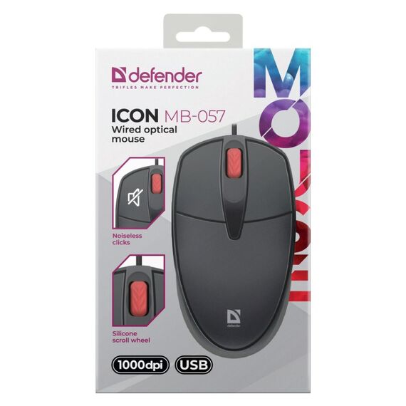 MOUSE DEFENDER ICON MB-057 OPTICAL 1000dpi 3P BLACK SILENT CLICK | Techbox