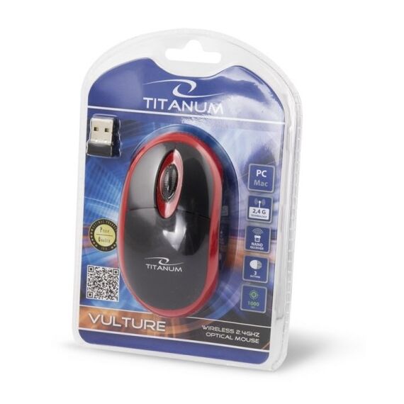 Titanum TM116E Wireless 3D mouse 2.4GHZ Black / Red - Mice - Keyboards & Mice - Techbox
