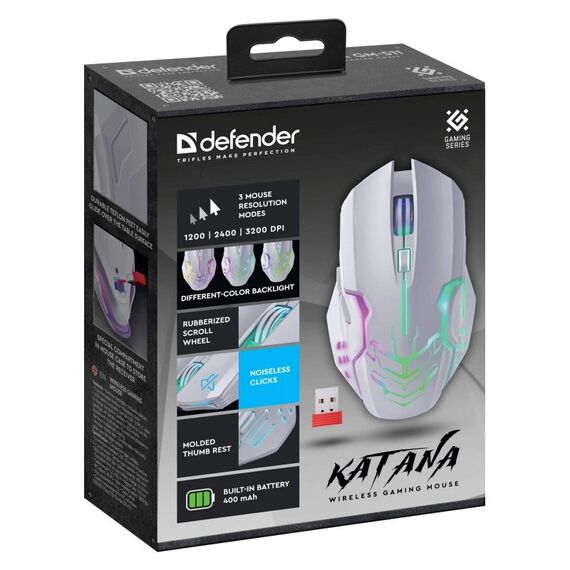 MOUSE DEFENDER GM-511 KATANA RF 3200dpi 7P WHITE - Mice - Keyboards & Mice - Techbox