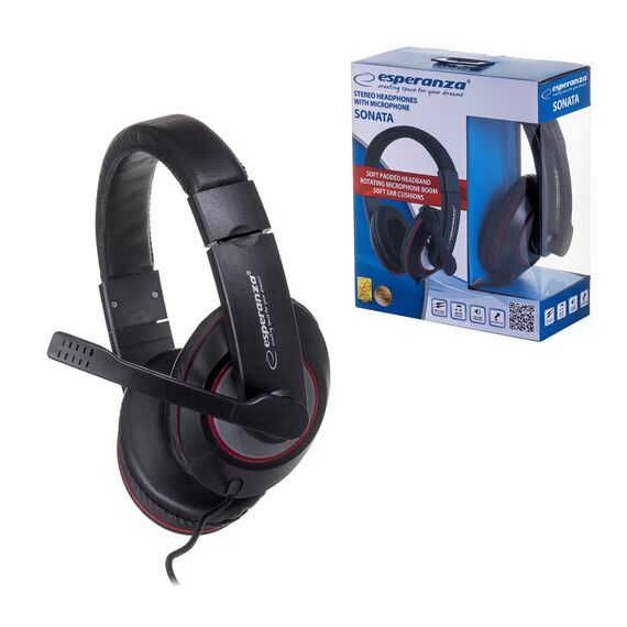 Esperanza EH118 headphones/headset Head-band Black, Red - Headsets - Speakers & Headphones - Techbox