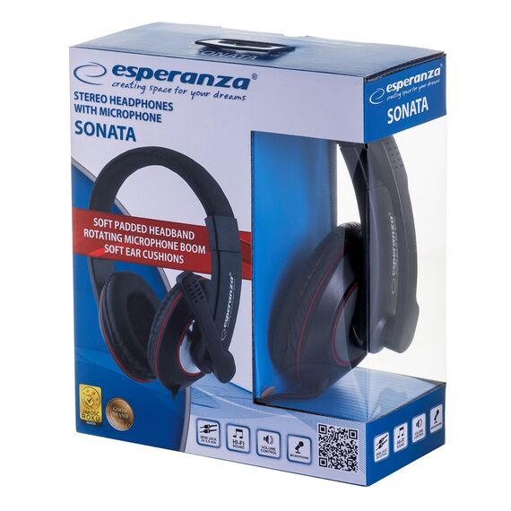 Esperanza EH118 headphones/headset Head-band Black, Red - Headsets - Speakers & Headphones - Techbox