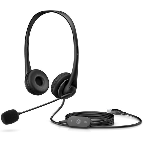 HP Stereo USB Headset G2 Wired Head-band Office/Call center Black | Techbox