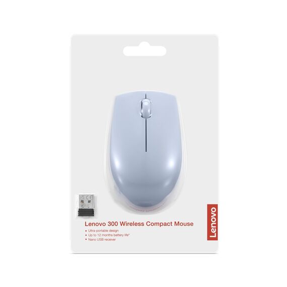 Lenovo 300 Wireless Compact Maus Kabellos Optisch Blau 3 Tasten 1000 dpi mouse Ambidextrous RF Wireless Optical - Mice - Keyboards & Mice - Techbox
