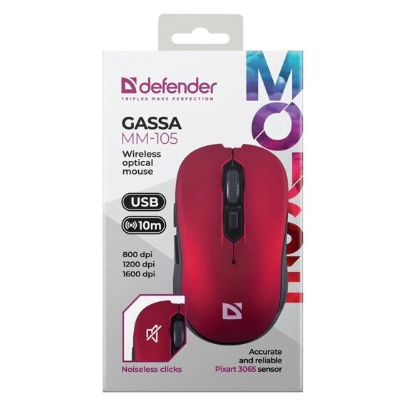 MOUSE DEFENDER GASSA MM-105 RF SILENT RED - Mice - Keyboards & Mice - Techbox