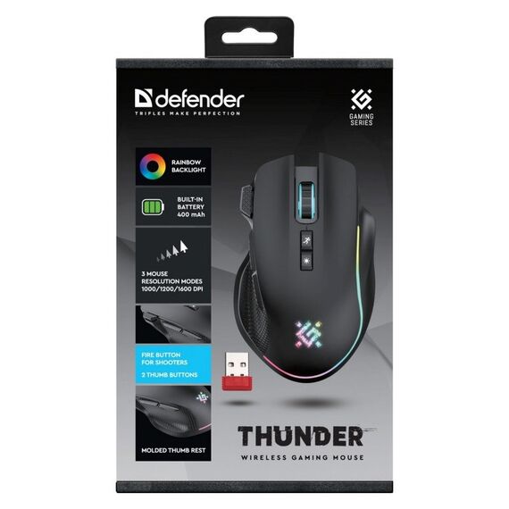 MOUSE DEFENDER GM-213 THUNDER RF 1600dpi 8P BLACK - Mice - Keyboards & Mice - Techbox
