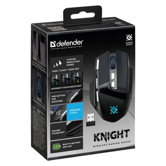 MOUSE DEFENDER GM-885 KNIGHT RF BEZPRZEWODOWA 3200dpi 8P BLACK - Mice - Keyboards & Mice - Techbox