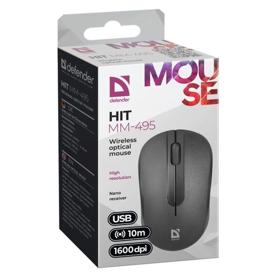 MOUSE DEFENDER HIT MM-495 RF OPTIC BLACK 1600dpi 3P | Techbox