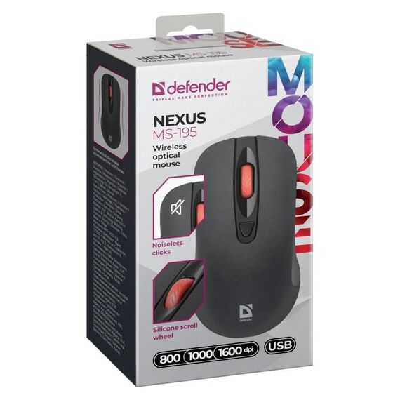 MOUSE DEFENDER NEXUS MS-195 RF SILENT BLACK - Mice - Keyboards & Mice - Techbox