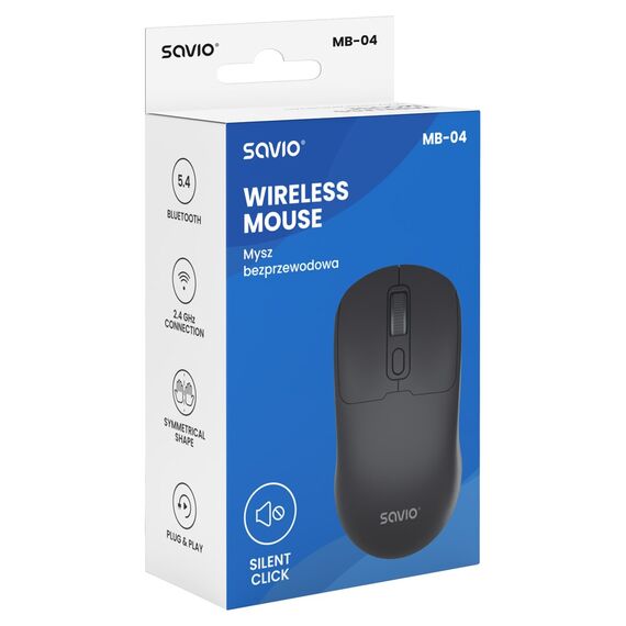 Savio MB-04 mouse Universal Ambidextrous Bluetooth IR LED 1600 DPI - Mice - Keyboards & Mice - Techbox