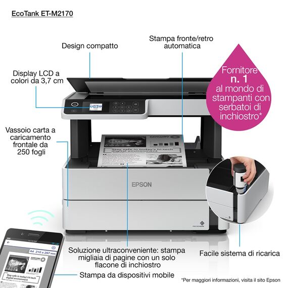 Epson EcoTank M2170 Inkjet A4 1200 x 2400 DPI 39 ppm Wi-Fi | Techbox