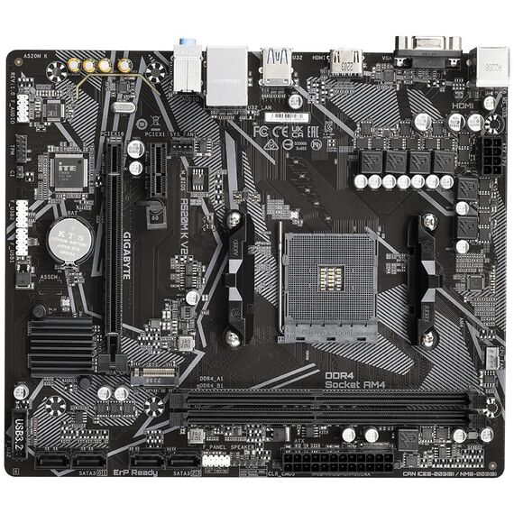 GIGABYTE A520M K V2 Motherboard - Supports AMD Ryzen 5000 Series AM4 CPUs, up to 5100MHz DDR4 (OC), PCIe Gen3 x4 M.2, GbE LAN, USB 3.2 Gen 1 | Techbox