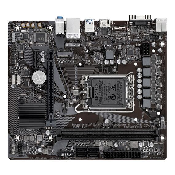 GIGABYTE H610M H V2 Motherboard - Supports Intel Core 14th CPUs, 4+1+1 Hybrid Digital VRM, up to 5600MHz DDR5, 1xPCIe 3.0 M.2, GbE LAN, USB 3.2 Gen 1 | Techbox