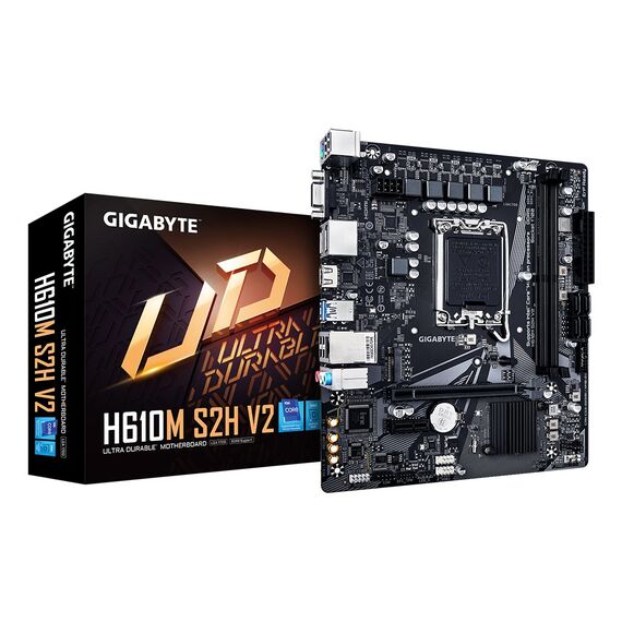 GIGABYTE H610M S2H V2 Motherboard - Supports Intel Core 14th CPUs, 4+1+1 Hybrid Phases Digital VRM, up to 5600MHz DDR5, 1xPCIe 3.0 M.2, GbE LAN, USB 3.2 Gen 1 - Motherboards - Laptops & PC Builds - Techbox