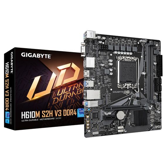 Gigabyte H610M S2H V3 DDR4 Motherboard - Supports Intel Core 14th CPUs, 4+1+1 Hybrid Digital VRM, up to 3200MHz DDR4, 1xPCIe 3.0 M.2, GbE LAN , USB 3.2 Gen 1 - Motherboards - Laptops & PC Builds - Techbox