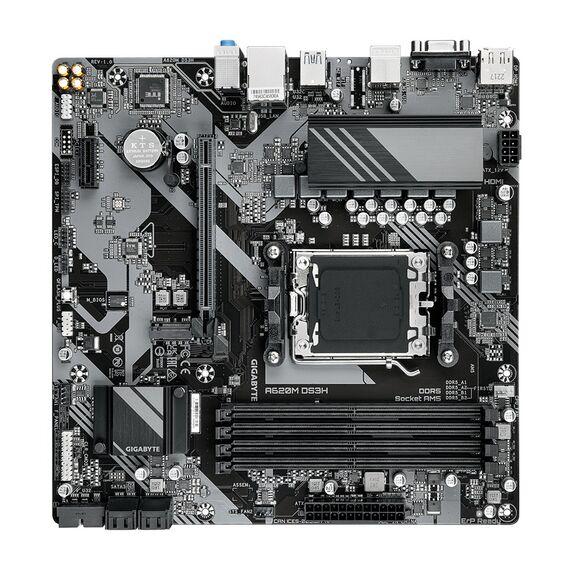 GIGABYTE A620M DS3H Motherboard - Supports AMD Ryzen 8000 CPUs, 5+2+2 Phases Digital VRM, up to 7600MHz DDR5 (OC), 1xPCIe 4.0 M.2, GbE LAN, USB 3.2 Gen 1 - Motherboards - Laptops & PC Builds - Techbox