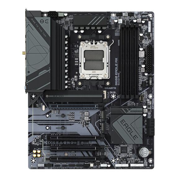 Gigabyte B650 EAGLE AX Motherboard - Supports AMD Ryzen 7000 CPUs, 12+2+2 Phases Digital VRM, up to 7600MHz DDR5 (OC), 1xPCIe 5.0 + 2xPCIe 4.0 M.2, Wi-Fi 6E 802.11ax, GbE LAN, USB 3.2 Gen2 - Motherboards - Laptops & PC Builds - Techbox
