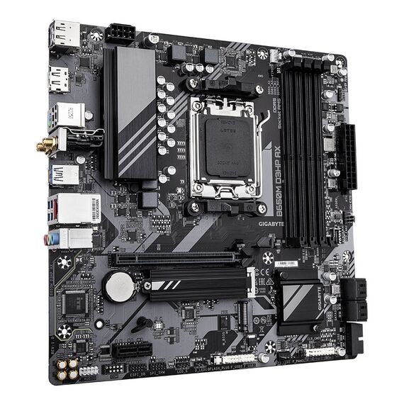 GIGABYTE B650M D3HP AX Motherboard - AMD Ryzen 9000 Series CPUs, 5+2+2 Phases VRM, up to 8000MHz DDR5 (OC), 2xPCIe 4.0 M.2, WIFI 6E, 2.5GbE LAN, USB 3.2 Gen 1 | Techbox
