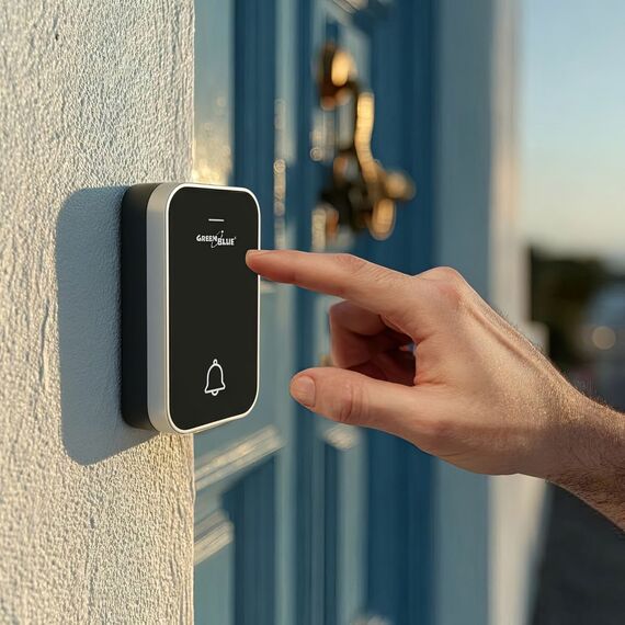 GreenBlue GB157 B Kinetic Battery-free Wireless Dorr Bell, Melodies, Black, Range up to 200m, IP44 - Various - Security - Techbox