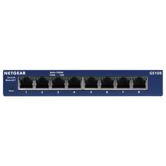 NETGEAR GS108GE network switch Unmanaged Gigabit Ethernet (10/100/1000) Blue - Switches - Network Devices - Techbox