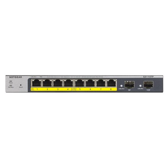 NETGEAR GS110TP Managed L2/L3/L4 Gigabit Ethernet (10/100/1000) Power over Ethernet (PoE) Grey | Techbox