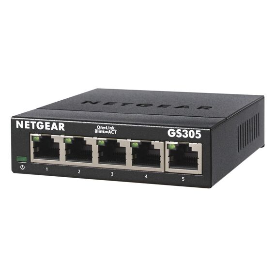 NETGEAR GS305 Unmanaged L2 Gigabit Ethernet (10/100/1000) Black | Techbox