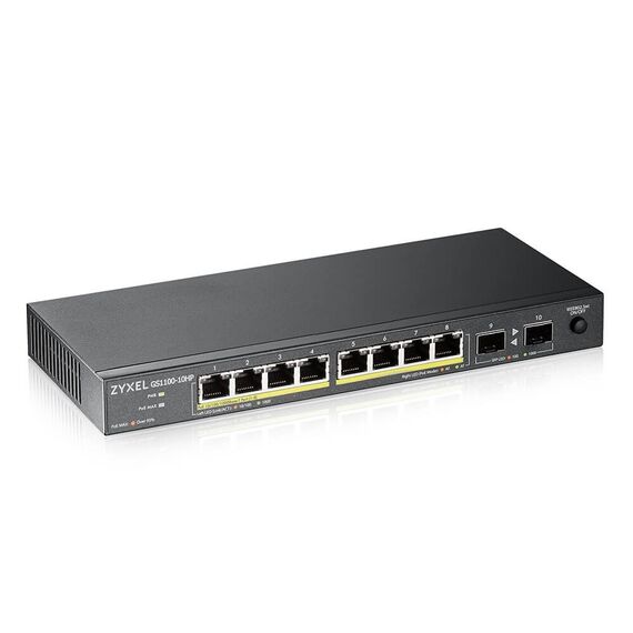 Zyxel GS1100-10HP v2 Unmanaged Gigabit Ethernet (10/100/1000) Power over Ethernet (PoE) Black - Switches - Network Devices - Techbox