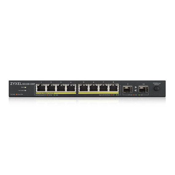 Zyxel GS1100-10HP v2 Unmanaged Gigabit Ethernet (10/100/1000) Power over Ethernet (PoE) Black - Switches - Network Devices - Techbox