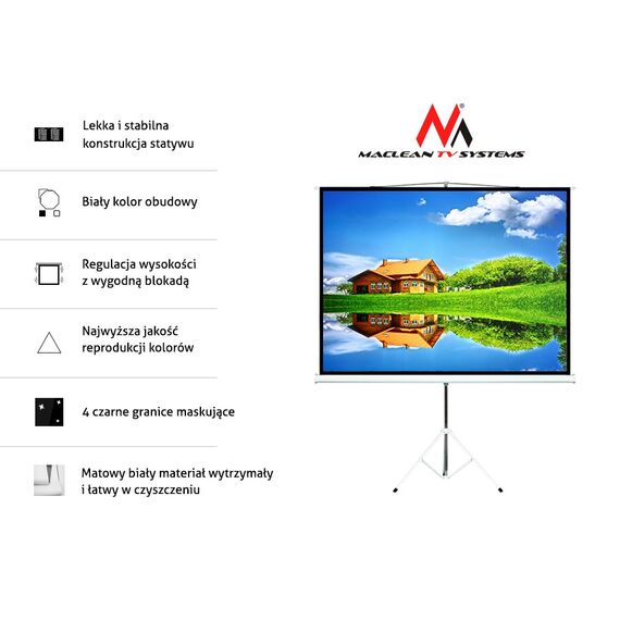 Projection Screen With 200x200 Tripods Maclean MC-680 - Projector Accessories - Projectors - Techbox