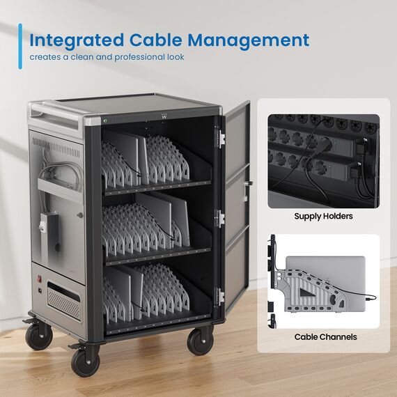 Ewent EW1701 portable device management cart/cabinet Portable device management cabinet Black, Grey | Techbox