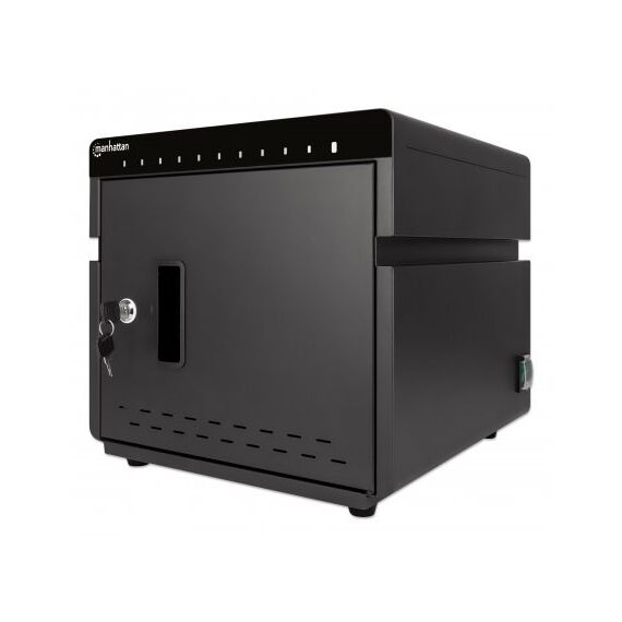 Manhattan iPad to 11" 10-bay Charging Cabinet Desktop via USB-C, Also other tablets and smartphones (with device to USB-C cable), Bays 264x22x235mm, Device charging cables not included (suggest USB-C cable 354868), Cart, Lockable, EU/UK power cords - Travel Chargers - Smartphone Chargers - Techbox