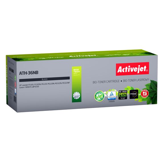 BIO Activejet ATH-36NB toner for HP, Canon printers, Replacement HP 36A CB436A, Canon CRG-713; Supreme; 2000 pages; black. ECO Toner. | Techbox