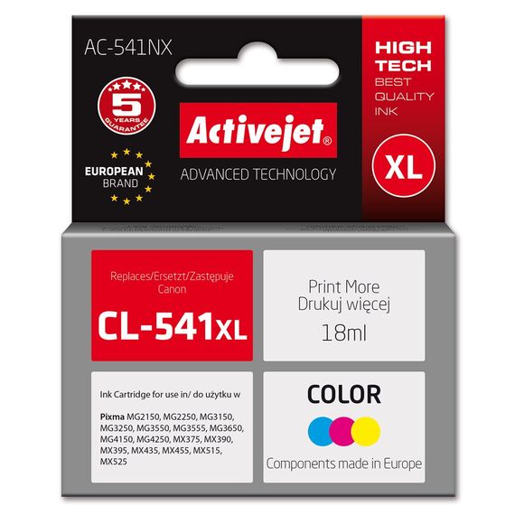 Activejet AC-541NX ink for Canon printer (replacement Canon CL-541XL) Supreme, 18 ml, blue, yellow, red | Techbox