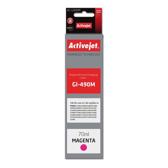 Activejet AC-G490M Ink cartridge (replacement for Canon GI-490M; Supreme; 70 ml; 7000 pages, magenta) | Techbox