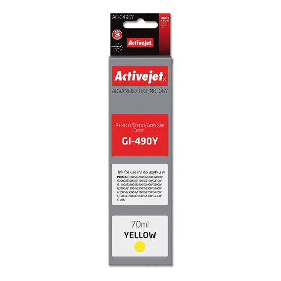 Activejet AC-G490Y Ink cartridge (replacement for Canon GI-490Y; Supreme; 70 ml; 7000 pages, yellow) | Techbox