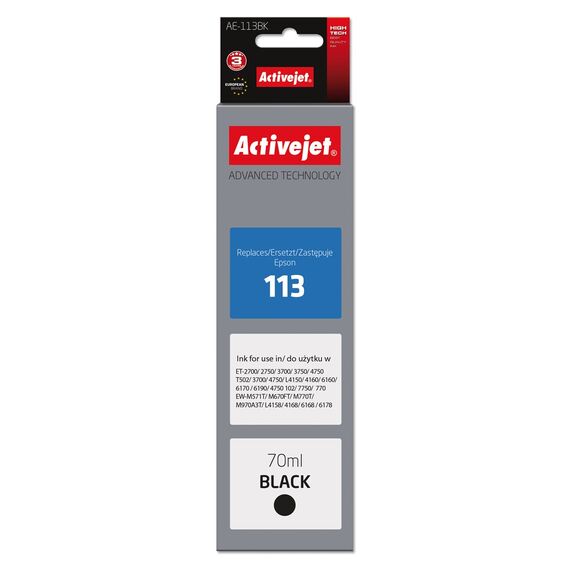 Activejet AE-113Bk ink (replacement for Epson 113 C13T06B140; Supreme; 70 ml; black) - Compatible Inks - Inks - Techbox
